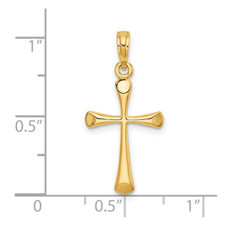 14k Yellow Gold Polished Beveled Tip Cross Pendant