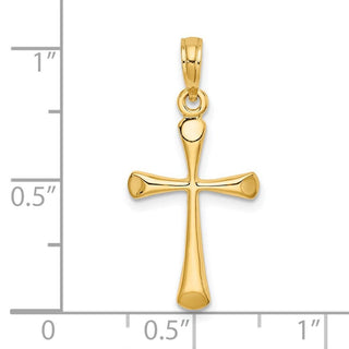 14k Yellow Gold Polished Beveled Tip Cross Pendant