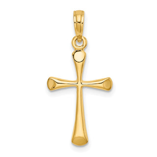 14k Yellow Gold Polished Beveled Tip Cross Pendant