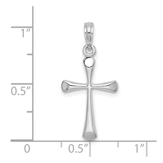 14k White Gold Polished Beveled Tip Cross Pendant
