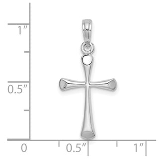 14k White Gold Polished Beveled Tip Cross Pendant