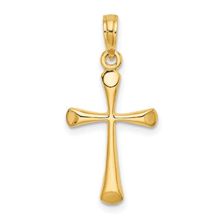 14k Yellow Gold Polished Beveled Tip Cross Pendant