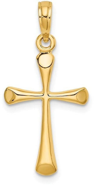 14k Yellow Gold Polished Beveled Tip Cross Pendant