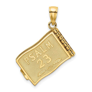 14k Yellow Gold 3-D w/Moveable Pages The Lord Is My Shepherd(Psalm 23) Pendant