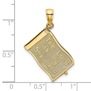 14k Yellow Gold 3-D w/Moveable Pages The Lord Is My Shepherd(Psalm 23) Pendant
