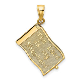 14k Yellow Gold 3-D w/Moveable Pages The Lord Is My Shepherd(Psalm 23) Pendant