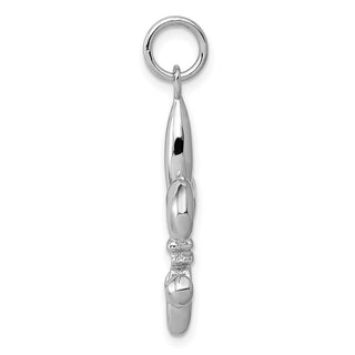14k White Gold Solid Polished 3-D Fleur de Lis Charm