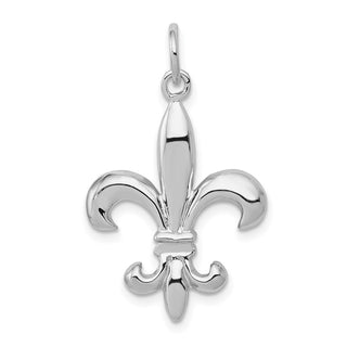 14k White Gold Solid Polished 3-D Fleur de Lis Charm