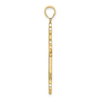 14k Yellow Gold Multi Color Stained Glass Cross Pendant