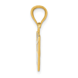 14k Yellow Gold Solid Enameled Greece Flag Pendant