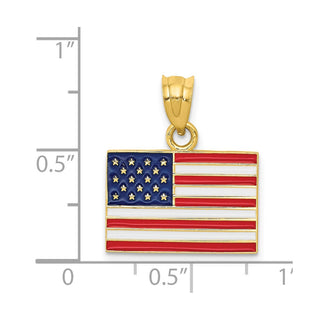 14k Yellow Gold Enameled United States Flag Pendant