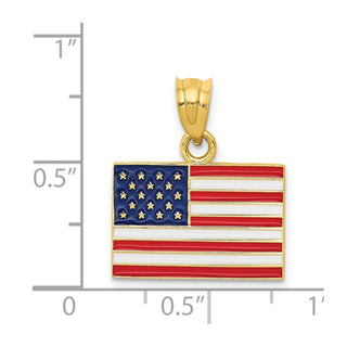 14k Yellow Gold Enameled United States Flag Pendant