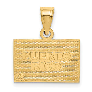 14k Yellow Gold Solid Enameled Puerto Rico Flag Pendant