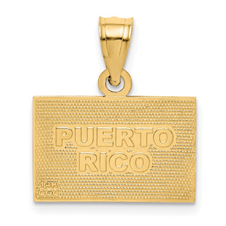 14k Yellow Gold Solid Enameled Puerto Rico Flag Pendant