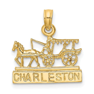 14k Yellow Gold CHARLESTON Horse and Cart Pendant