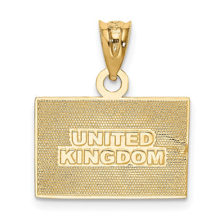 14k Yellow Gold and Rhodium Solid Enameled United Kingdom Flag Pendant