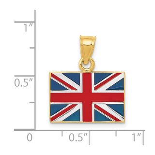 14k Yellow Gold and Rhodium Solid Enameled United Kingdom Flag Pendant
