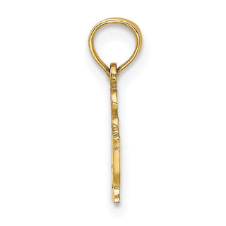 14k Yellow Gold Polished and Engraved I Heart Swimming Pendant