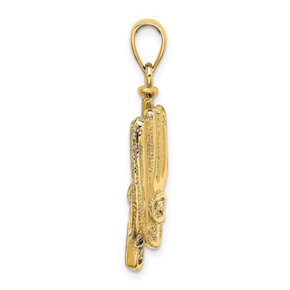 14k Yellow Gold 3-D Baseball Glove, Bat and Ball Pendant K8744