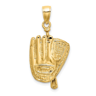 14k Yellow Gold 3-D Baseball Glove, Bat and Ball Pendant K8744