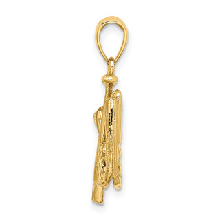14k Yellow Gold 3-D Polished Baseball Glove, Bat and Ball Pendant