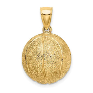 14k Yellow Gold 3-D Textured Basketball Pendant