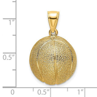 14k Yellow Gold 3-D Textured Basketball Pendant