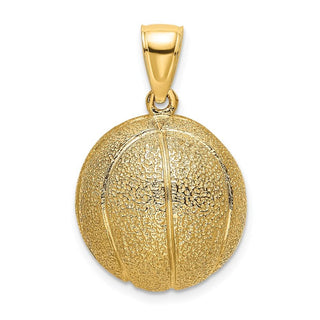 14k Yellow Gold 3-D Textured Basketball Pendant