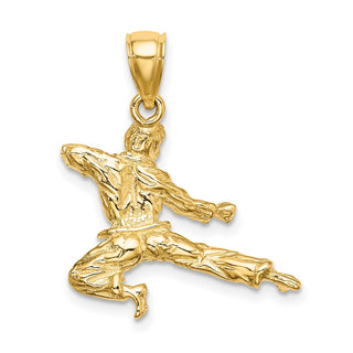 14k Yellow Gold 3-D Karate Man Pendant K8763
