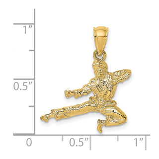 14k Yellow Gold 3-D Karate Man Pendant K8763