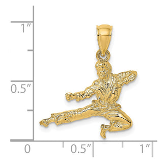 14k Yellow Gold 3-D Karate Man Pendant K8763