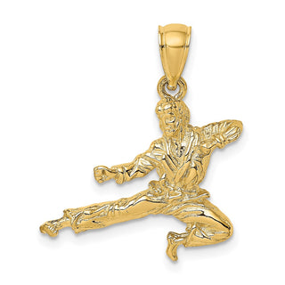 14k Yellow Gold 3-D Karate Man Pendant K8763