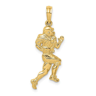 14k Yellow Gold Polished Running Football Player Pendant K8766