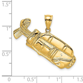 14k Yellow Gold 2-D Polished Golf Bag Pendant