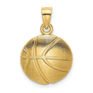 14k Yellow Gold 2-D Textured Basketball Pendant