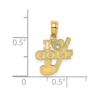 14k Yellow Gold I Heart Golf Club and Ball Pendant