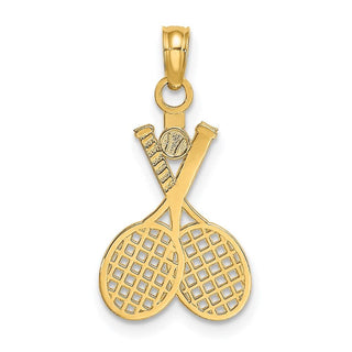 14k Yellow Gold Double Tennis Racket w/Ball Pendant