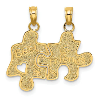 14k Yellow Gold BEST FRIENDS Break-apart Puzzle Pieces Pendant