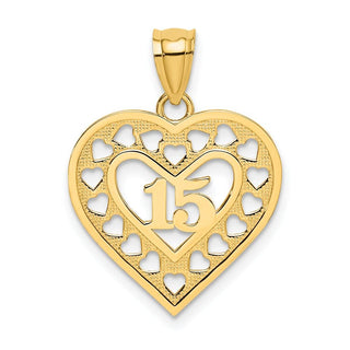 14k Yellow Gold 15 in Cut-out Heart charm Pendant