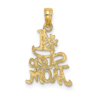 14k Yellow Gold Polished and Engraved #1 Step Mom Pendant