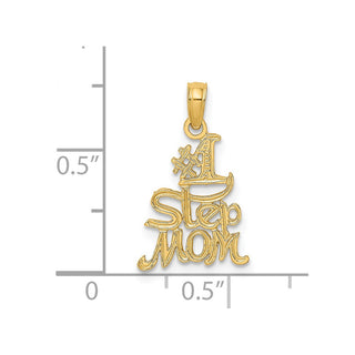 14k Yellow Gold Polished and Engraved #1 Step Mom Pendant