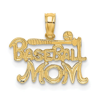 14k Yellow Gold Baseball Mom Pendant