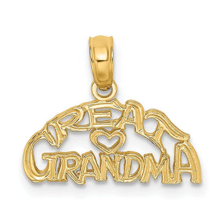 14k Yellow Gold Block and Engraved Great Grandma Pendant