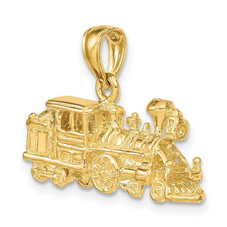 14k Yellow Gold 3-D Engine Train Pendant