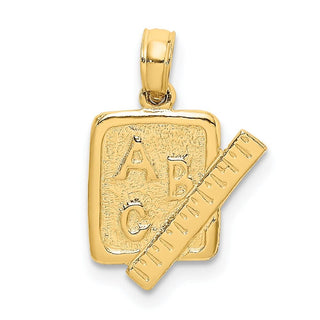 14k Yellow Gold School Book and Ruler Pendant