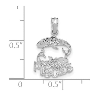 14k White Gold PISCES Pendant