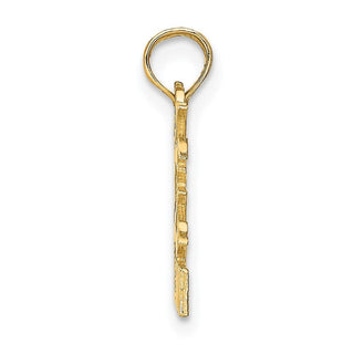 14k Yellow Gold Engraved and Block Gemini Pendant