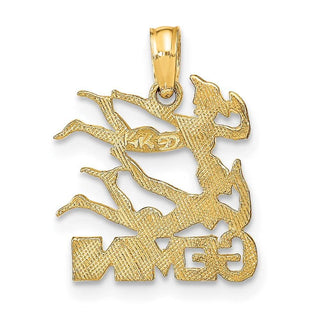 14k Yellow Gold Engraved and Block Gemini Pendant