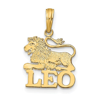 14k Yellow Gold Engraved and Block Leo Pendant