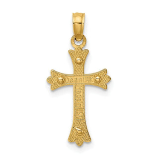 14k Yellow Gold with Rhodium-Plated Center Cross Pendant